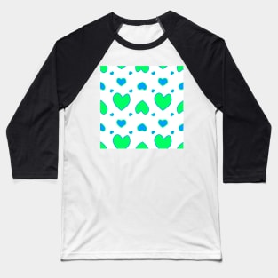 Blue and green hearts on white Baseball T-Shirt
